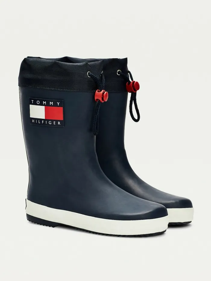 Tommy Hilfiger Flag Toggle Rain Boots Blue Girls Shoes and Accessories Casaul
