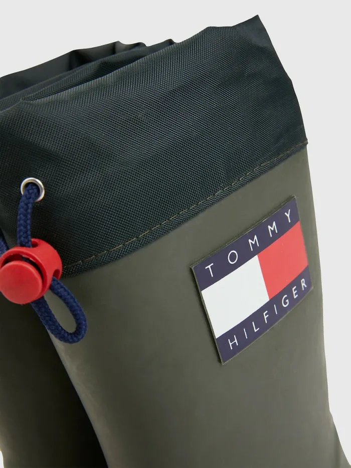 Tommy Hilfiger Flag Toggle Rain Boots Military Green Boys Shoes and Accessories Cheap On Sale