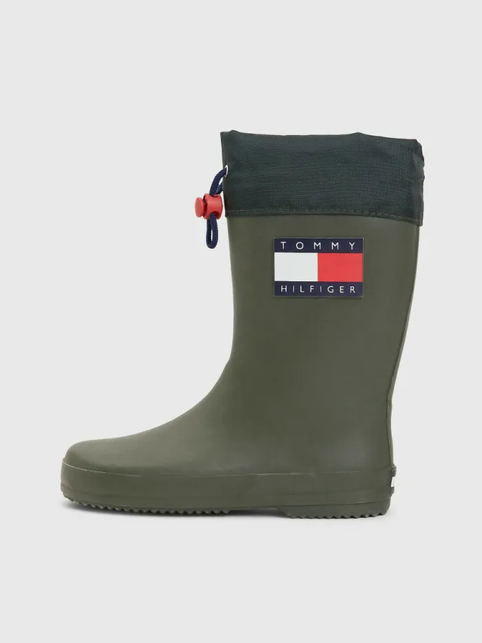 Tommy Hilfiger Flag Toggle Rain Boots Military Green Boys Shoes and Accessories Cheap On Sale