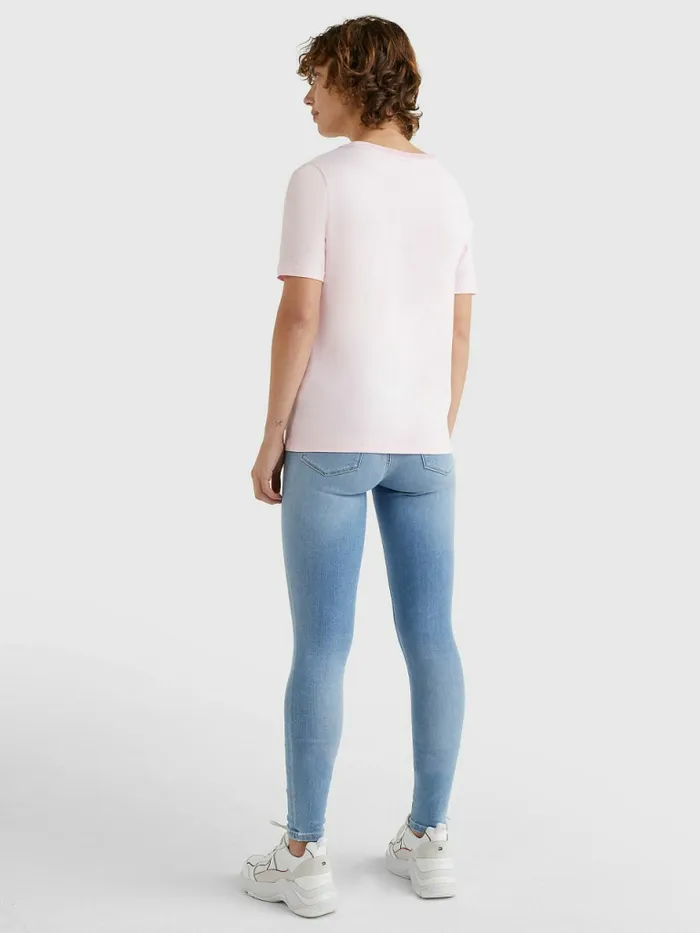 Tommy Hilfiger Flock Flag TShirt Pastel Pink Womens TShirts Popular