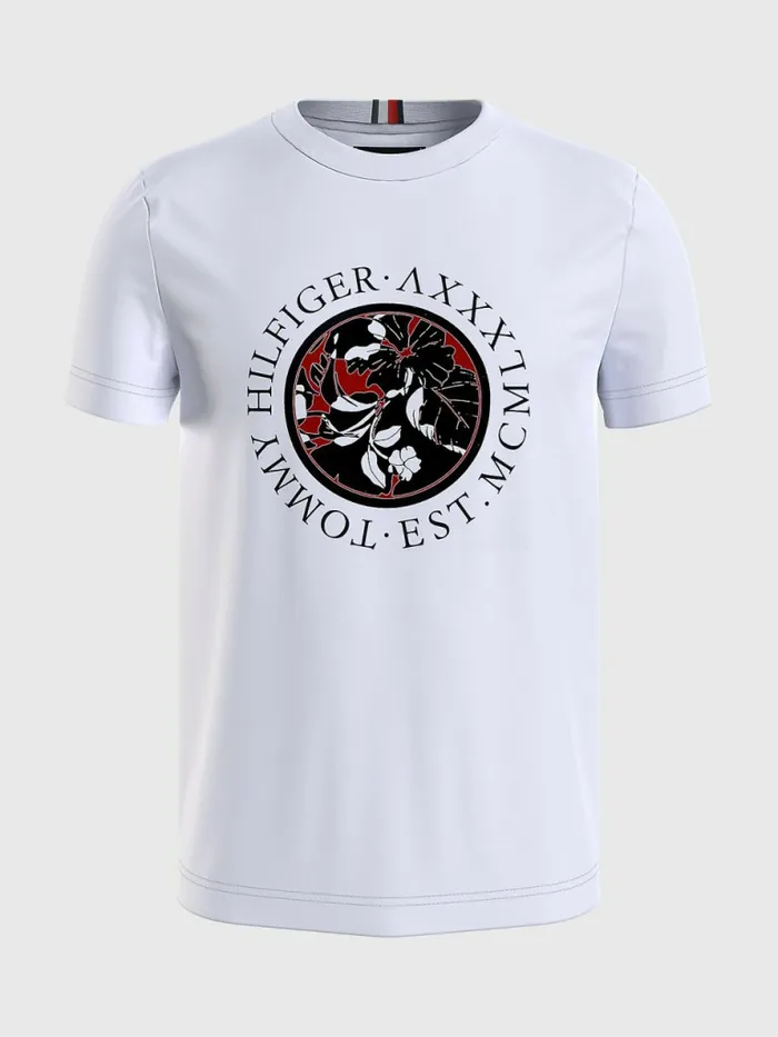Tommy Hilfiger Floral Logo TShirt White Mens TShirts Gift 4 You