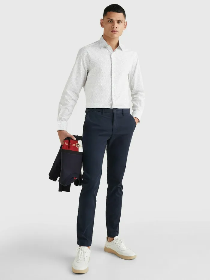 Tommy Hilfiger Formal Dot Regular Fit Shirt WhiteNavy Mens Shirts Sale