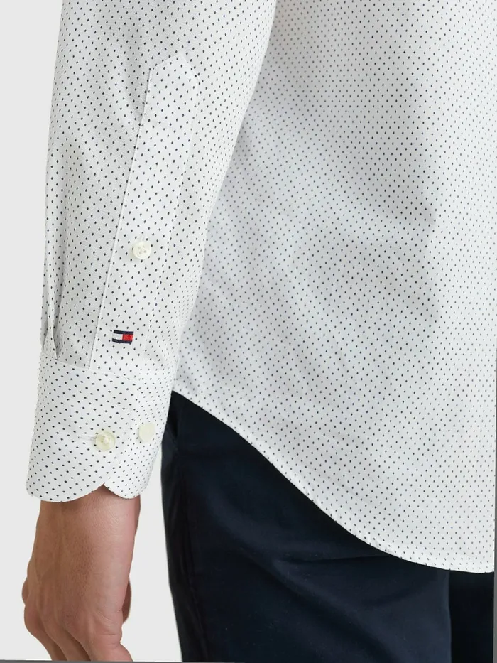 Tommy Hilfiger Formal Dot Regular Fit Shirt WhiteNavy Mens Shirts Sale