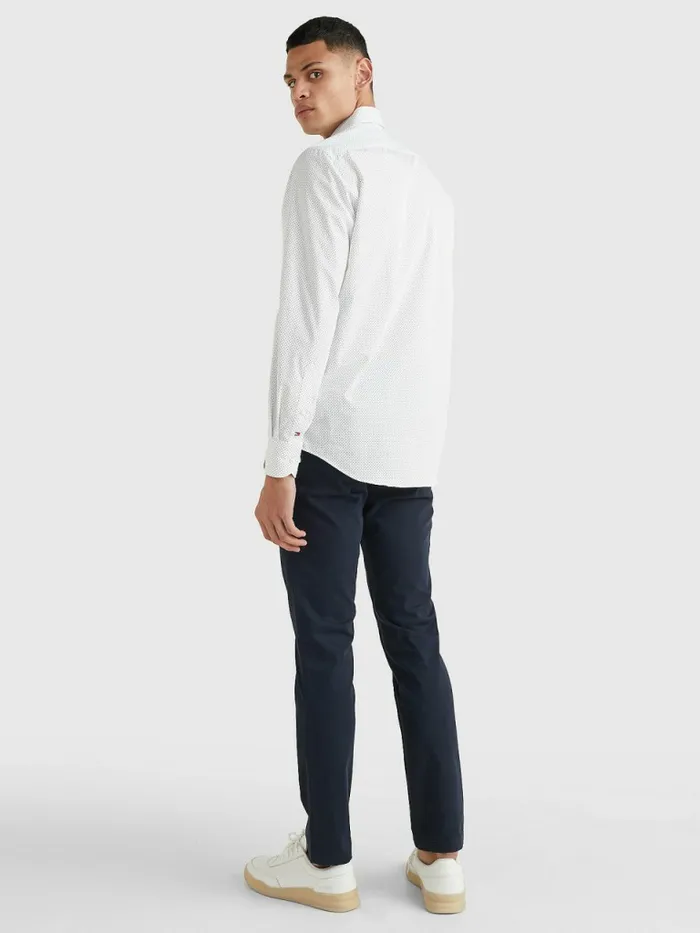 Tommy Hilfiger Formal Dot Regular Fit Shirt WhiteNavy Mens Shirts Sale