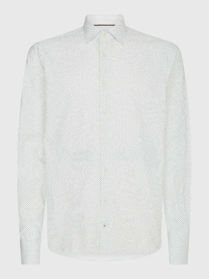 Tommy Hilfiger Formal Dot Regular Fit Shirt WhiteNavy Mens Shirts Sale
