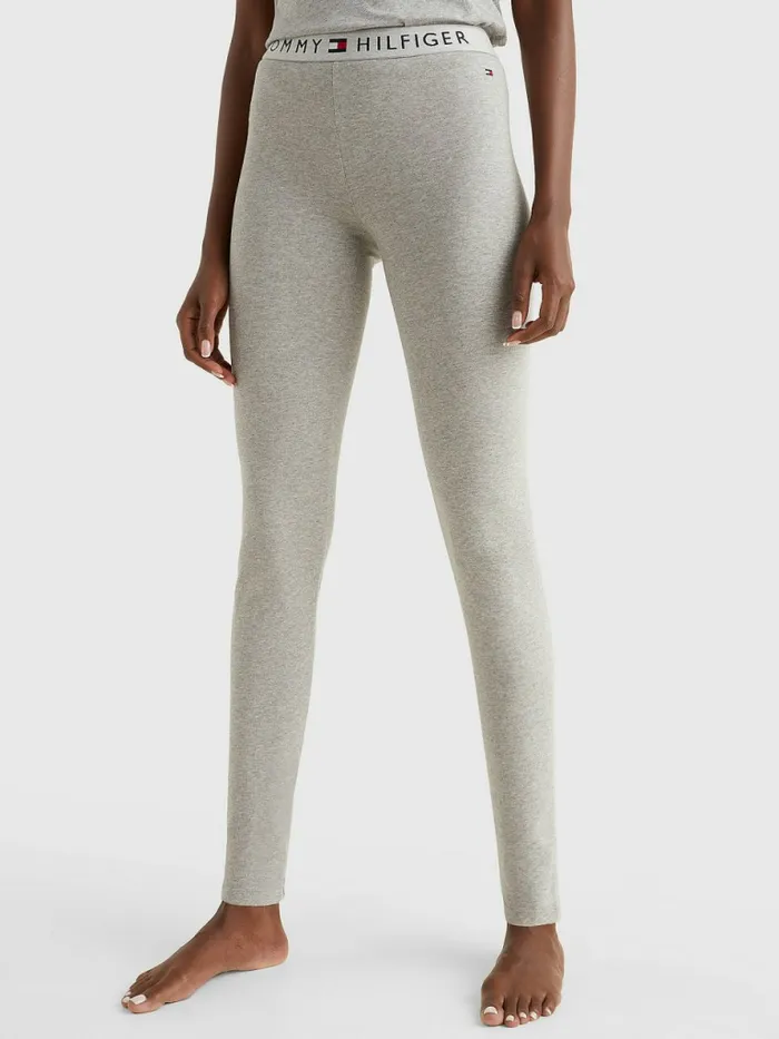 Tommy Hilfiger Full Length Logo Leggings Grey Heather Womens Trousers
