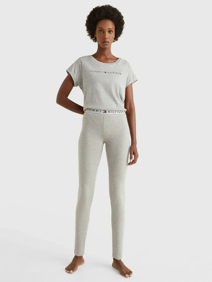 Tommy Hilfiger Full Length Logo Leggings Grey Heather Womens Trousers