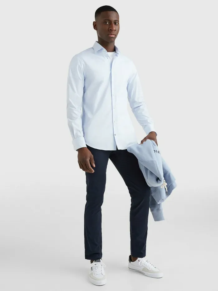 Tommy Hilfiger Geometric Print Slim Fit Shirt Light BlueWhite Mens Shirts Online