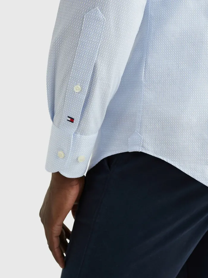 Tommy Hilfiger Geometric Print Slim Fit Shirt Light BlueWhite Mens Shirts Online