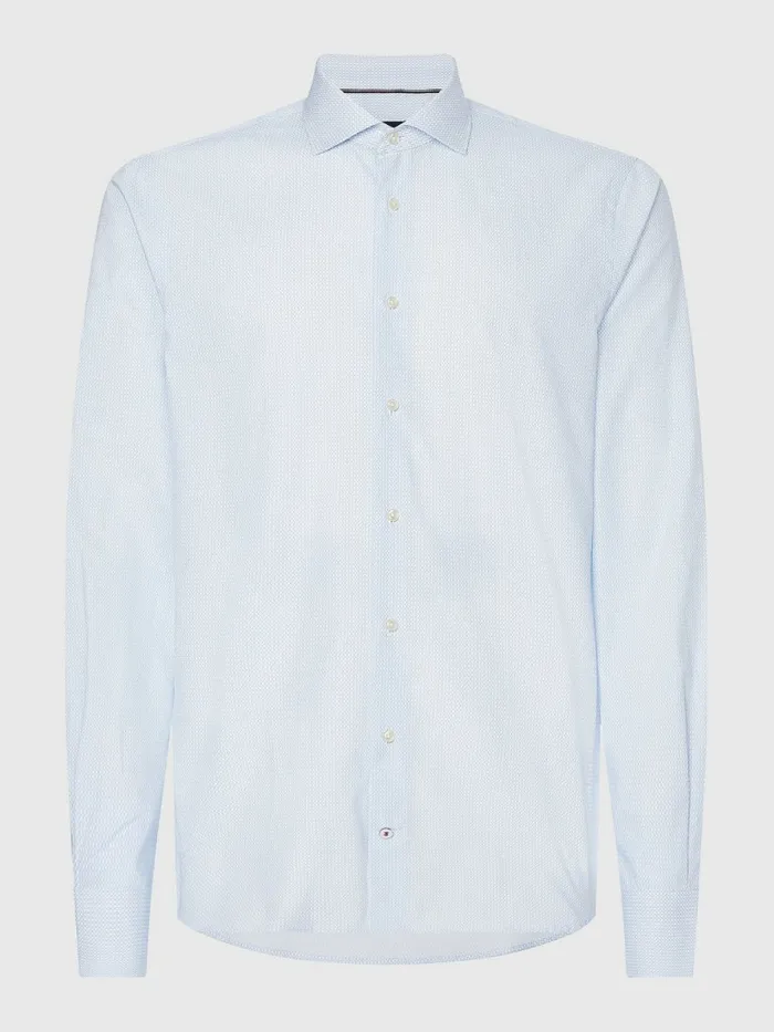 Tommy Hilfiger Geometric Print Slim Fit Shirt Light BlueWhite Mens Shirts Online