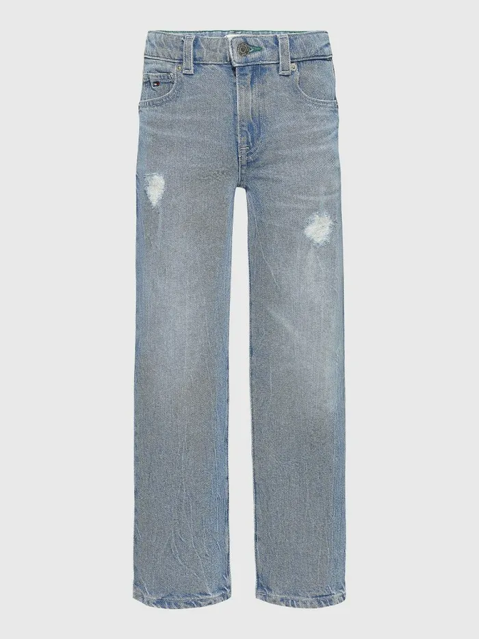 Tommy Hilfiger Girlfriend Faded Distressed Jeans Recycledaquablue Girls Jeans Gift for Friend