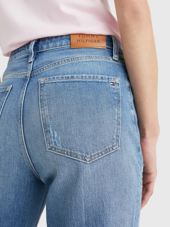 Tommy Hilfiger Gramercy Mom High Rise Tapered Distressed Jeans Feli Womens Jeans Cheap On Sale