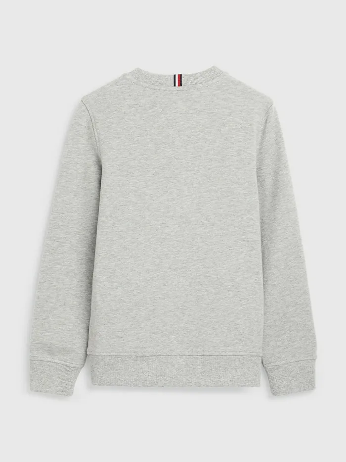 Tommy Hilfiger Graphic Tape Logo Sweatshirt Light Grey Heather Boys Sweatshirts and Hoodies On Sale