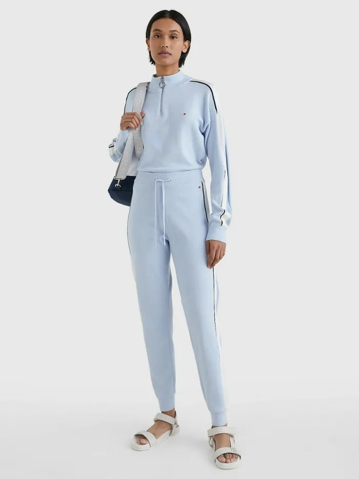 Tommy Hilfiger Half Zip Regular Fit Jumper Breezy Blue Womens Knitwear Fashion