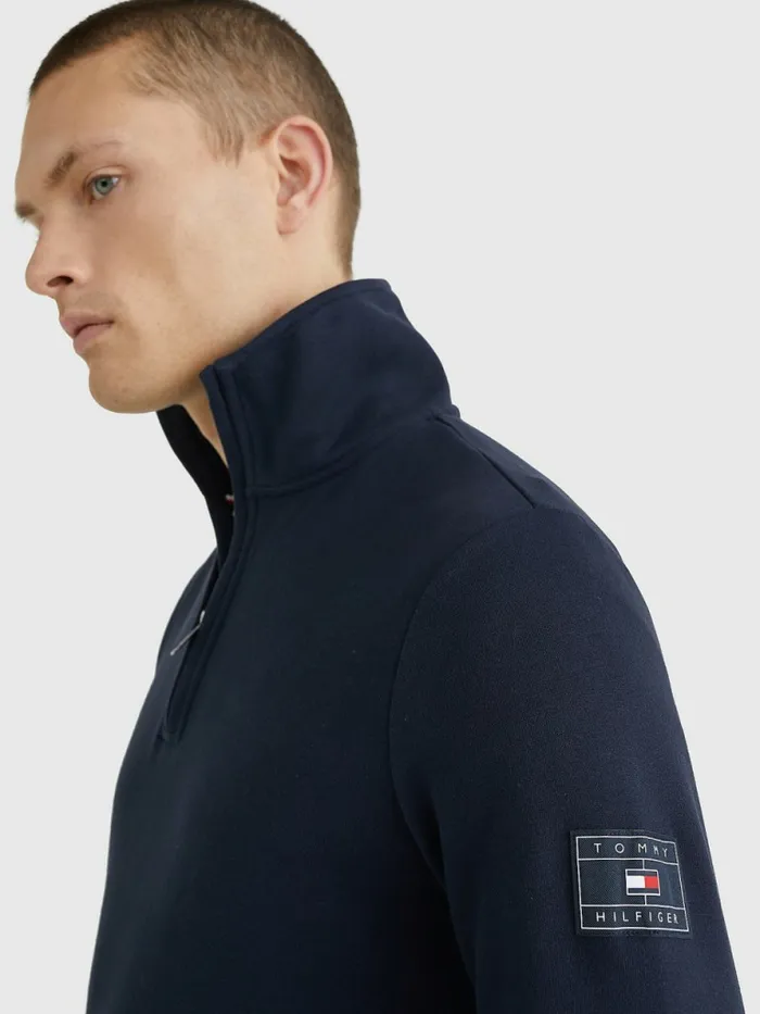 Tommy Hilfiger HalfZip Sweatshirt Desert Sky Mens Sweatshirts and Hoodies Cheap On Sale