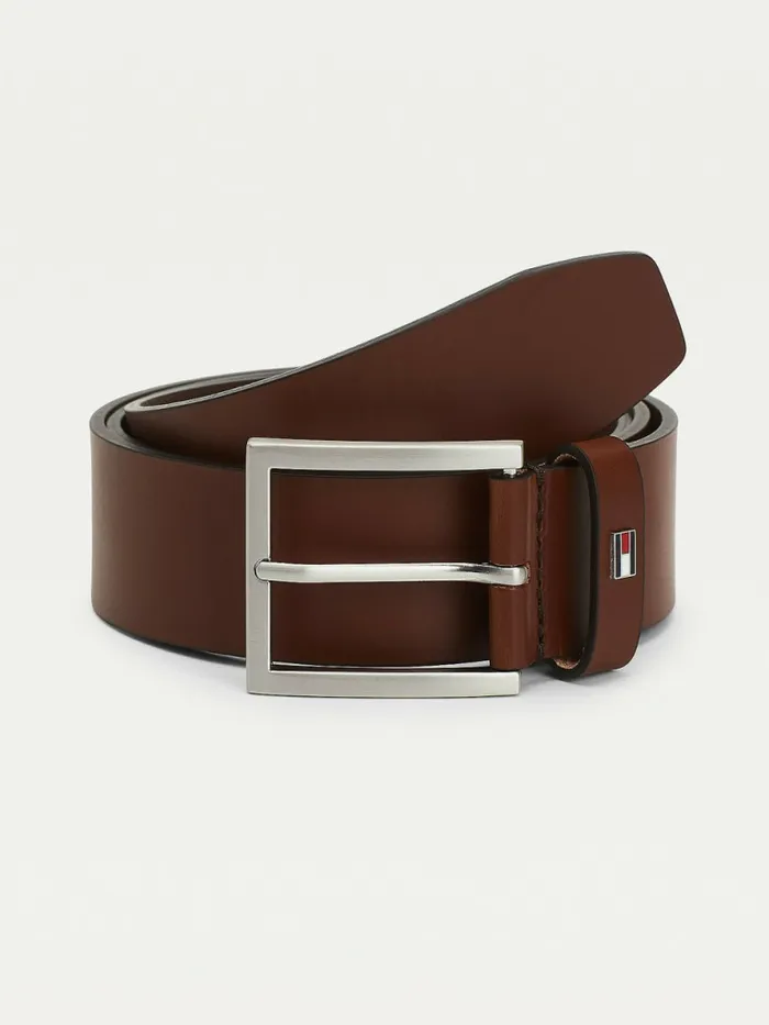 Tommy Hilfiger Hampton Leather Belt Dark Tan Mens Belts Casaul