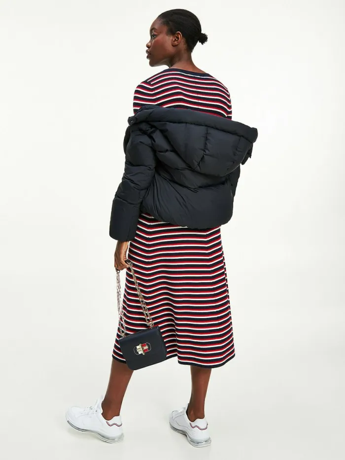Tommy Hilfiger Henley Fit And Flare Midi Dress Primary RedWhiteDesert Sky Womens Dresses and Jumpsuits Sale