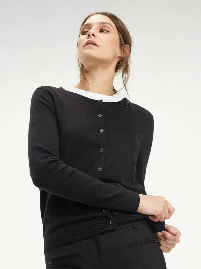 Tommy Hilfiger Heritage ButtonUp Cardigan Masters Black Womens Knitwear On Sale