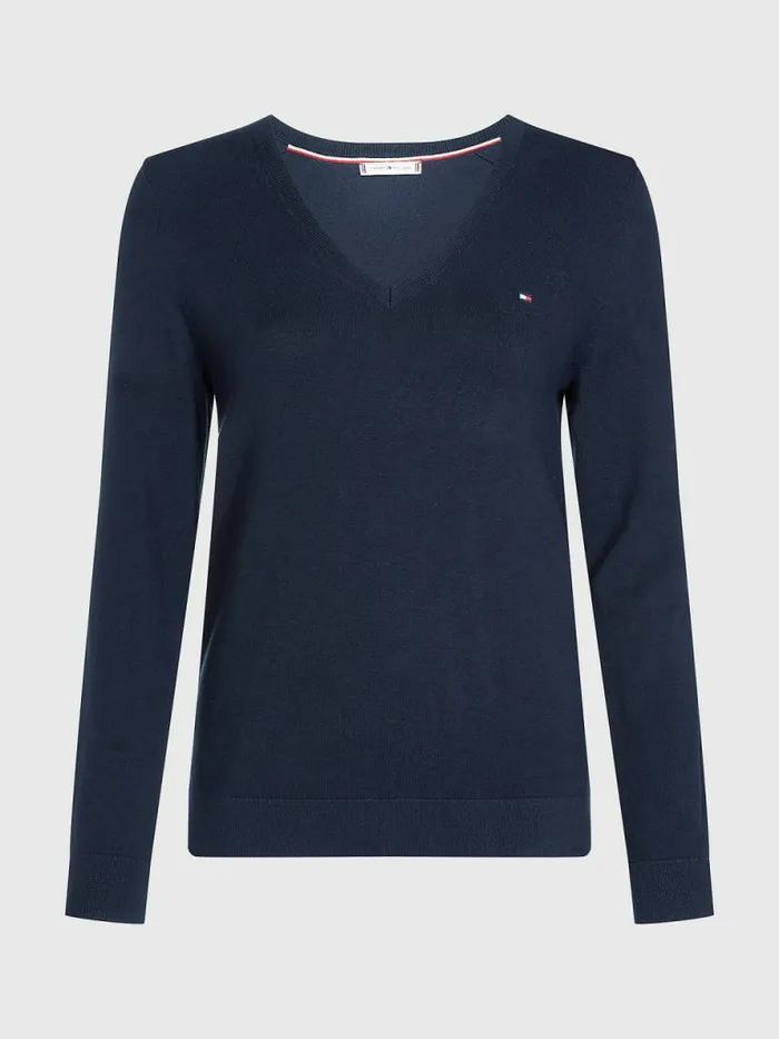 Tommy Hilfiger Heritage VNeck Jumper Midnight Womens Knitwear Online