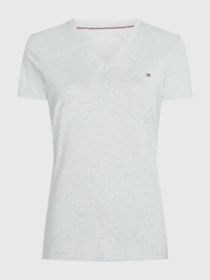 Tommy Hilfiger Heritage VNeck TShirt Light Grey Htr Womens TShirts Fashion
