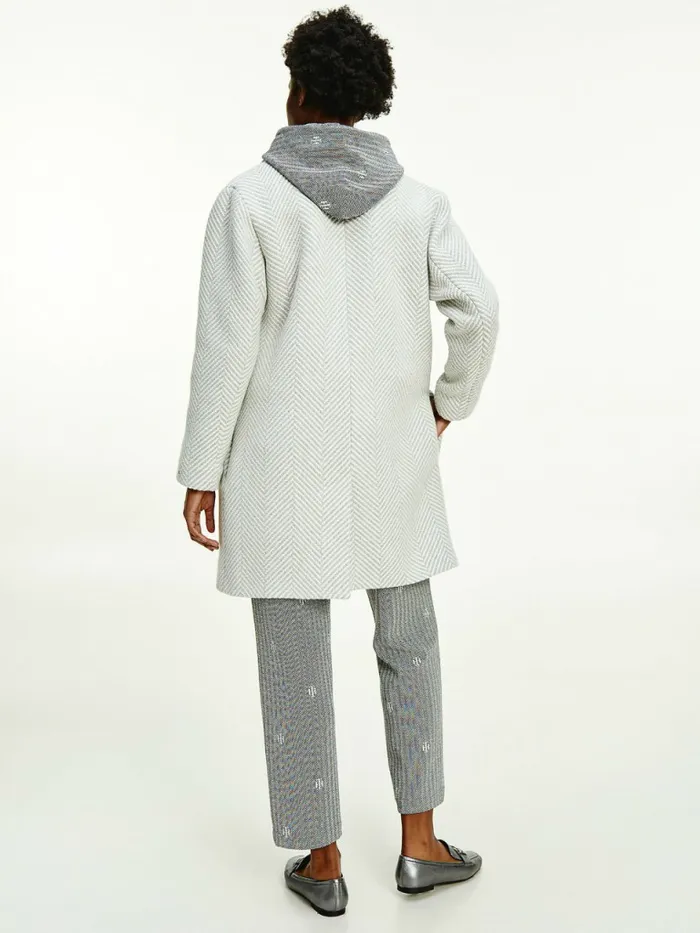 Tommy Hilfiger Herringbone SingleBreasted Coat Grey Heather Herringbone Womens Coats and Jackets Gift for Friend