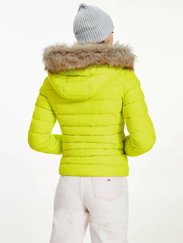 Tommy Hilfiger Hooded Down Jacket Neo Lime Womens Coats and Jackets Casaul