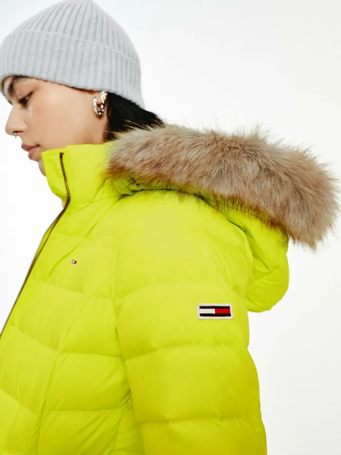 Tommy Hilfiger Hooded Down Jacket Neo Lime Womens Coats and Jackets Casaul