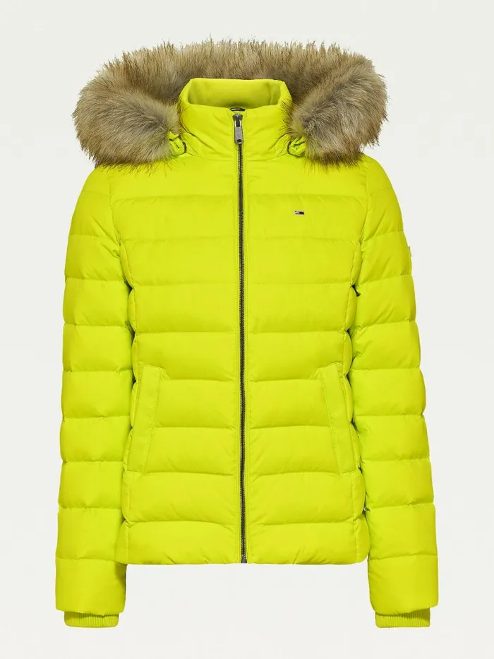 Tommy Hilfiger Hooded Down Jacket Neo Lime Womens Coats and Jackets Casaul