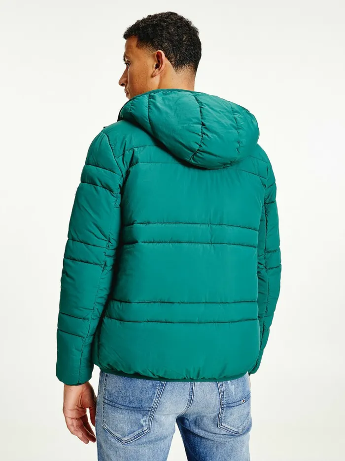 Tommy Hilfiger Hooded Quilted Puffer Jacket Rural Green Mens Coats and Jackets Fashion