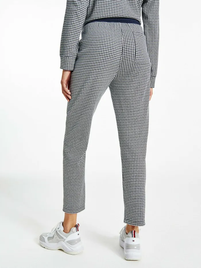 Tommy Hilfiger Houndstooth Jacquard Tapered Joggers Small HoundstoothDesert Sky Ecru Womens Trousers