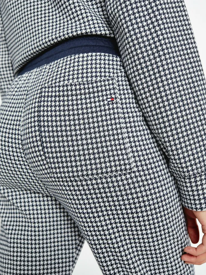 Tommy Hilfiger Houndstooth Jacquard Tapered Joggers Small HoundstoothDesert Sky Ecru Womens Trousers