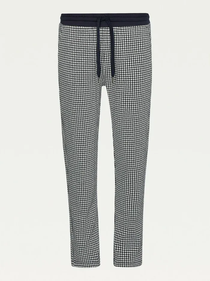 Tommy Hilfiger Houndstooth Jacquard Tapered Joggers Small HoundstoothDesert Sky Ecru Womens Trousers