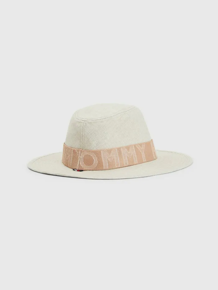 Tommy Hilfiger Iconic Linen Fedora Sandrift Womens Hats and Scarves Cheap On Sale