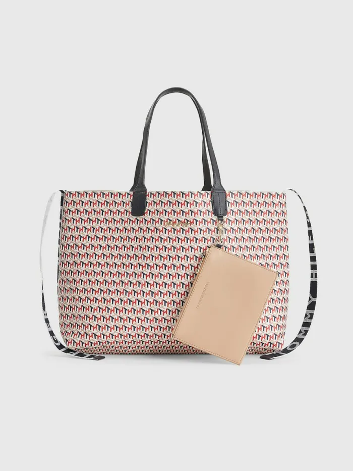 Tommy Hilfiger Iconic Monogram Signature Tote Corporate Monogram Womens Bags For Sale Tommy Hilfiger Iconic Monogram Signature Tote Corporate Monogram Womens Bags For Sale