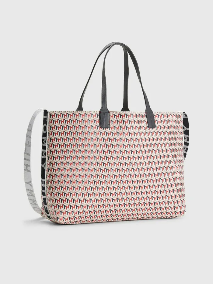Tommy Hilfiger Iconic Monogram Signature Tote Corporate Monogram Womens Bags For Sale