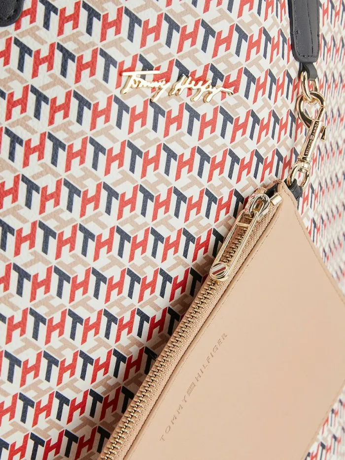 Tommy Hilfiger Iconic Monogram Signature Tote Corporate Monogram Womens Bags For Sale