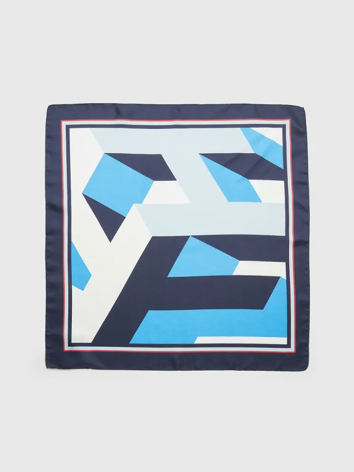 Tommy Hilfiger Iconic Monogram Silk Bandana Hydrangea Mix Womens Hats and Scarves For Sale Tommy Hilfiger Iconic Monogram Silk Bandana Hydrangea Mix Womens Hats and Scarves For Sale