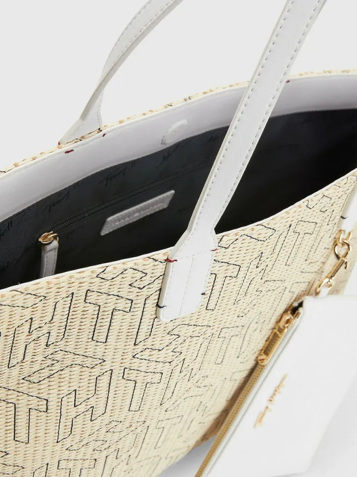 Tommy Hilfiger Iconic Monogram Straw Beach Tote Beach Monogram Womens Bags Gift 4 You