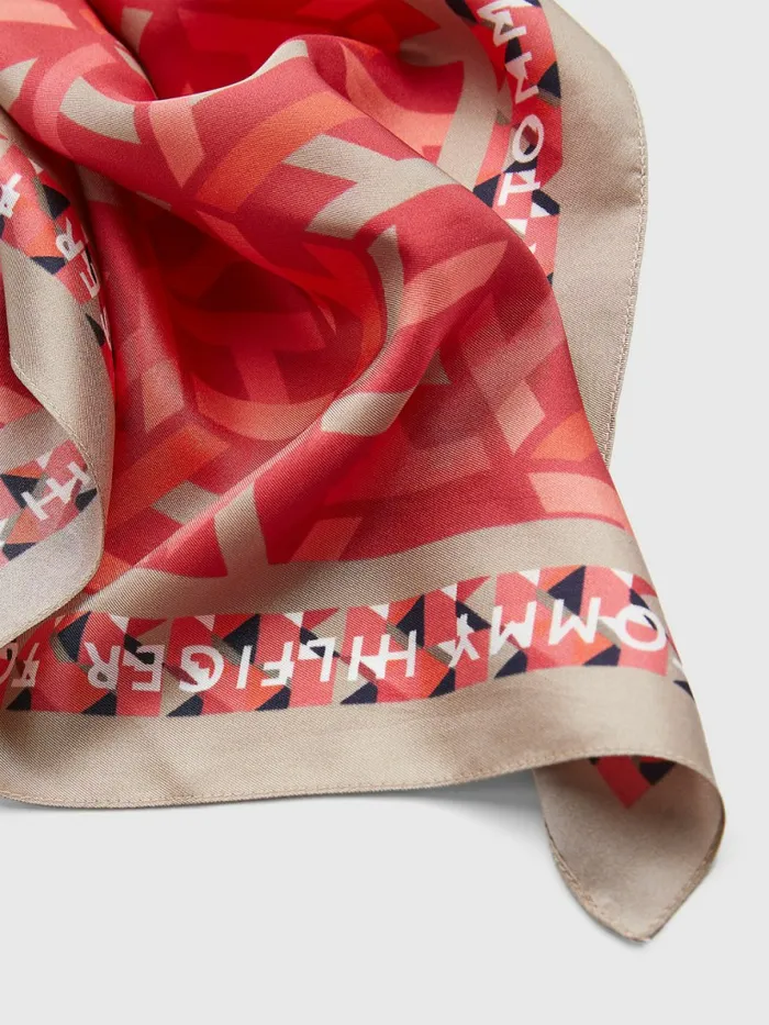 Tommy Hilfiger Iconic Silk Bandana Red Mix Womens Hats and Scarves For Sale