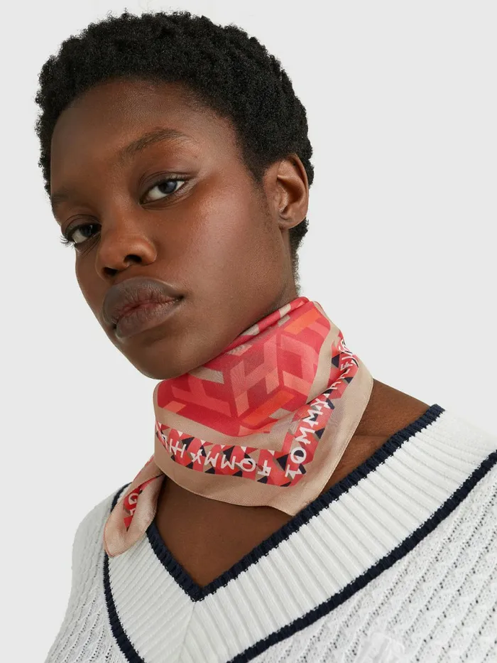 Tommy Hilfiger Iconic Silk Bandana Red Mix Womens Hats and Scarves For Sale