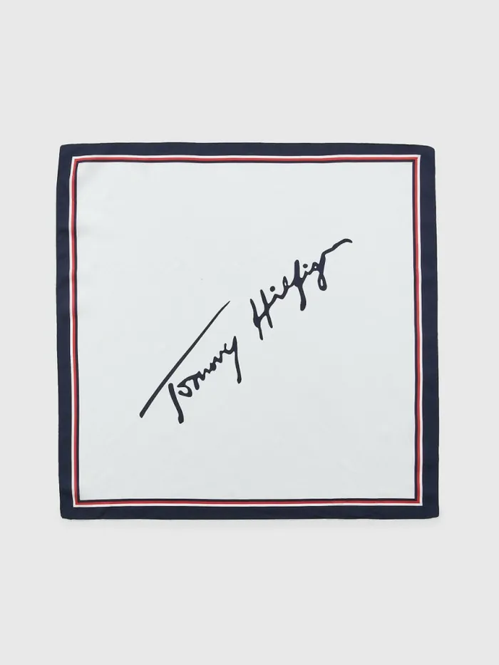Tommy Hilfiger Iconic Silk Bandana White Womens Hats and Scarves For Sale