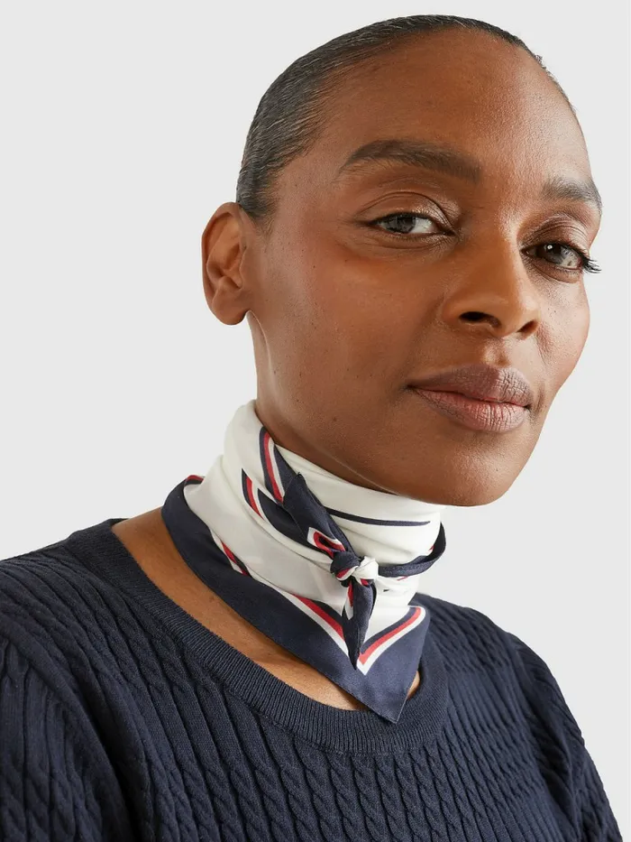 Tommy Hilfiger Iconic Silk Bandana White Womens Hats and Scarves For Sale