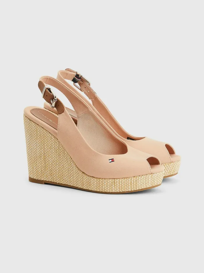 Tommy Hilfiger Iconic Slingback Espadrille High Heel Wedges Sandrift Womens Sandals For Sale Tommy Hilfiger Iconic Slingback Espadrille High Heel Wedges Sandrift Womens Sandals For Sale