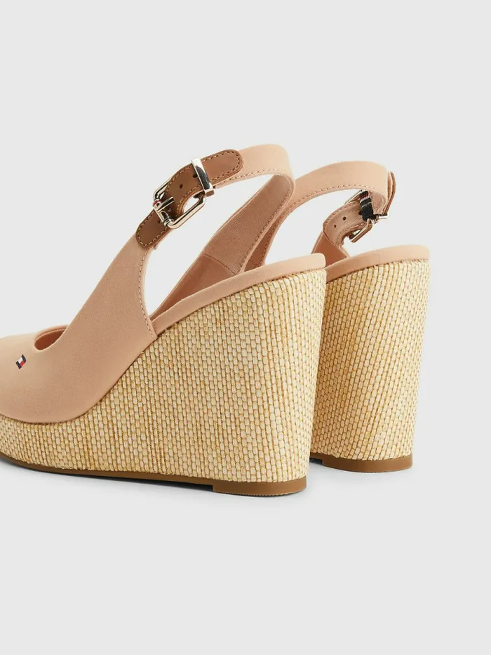 Tommy Hilfiger Iconic Slingback Espadrille High Heel Wedges Sandrift Womens Sandals For Sale