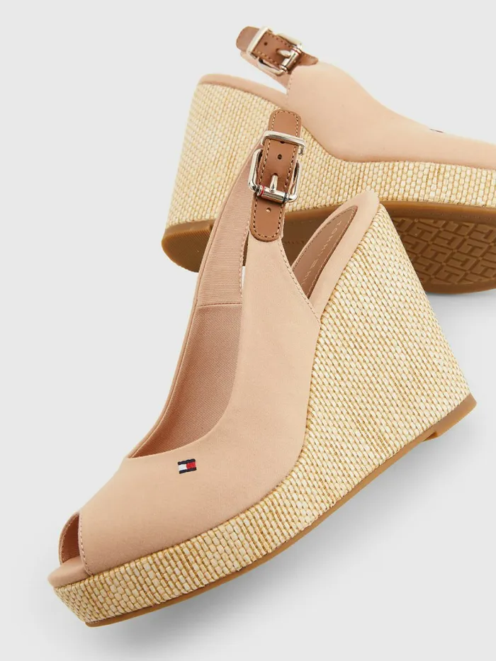 Tommy Hilfiger Iconic Slingback Espadrille High Heel Wedges Sandrift Womens Sandals For Sale