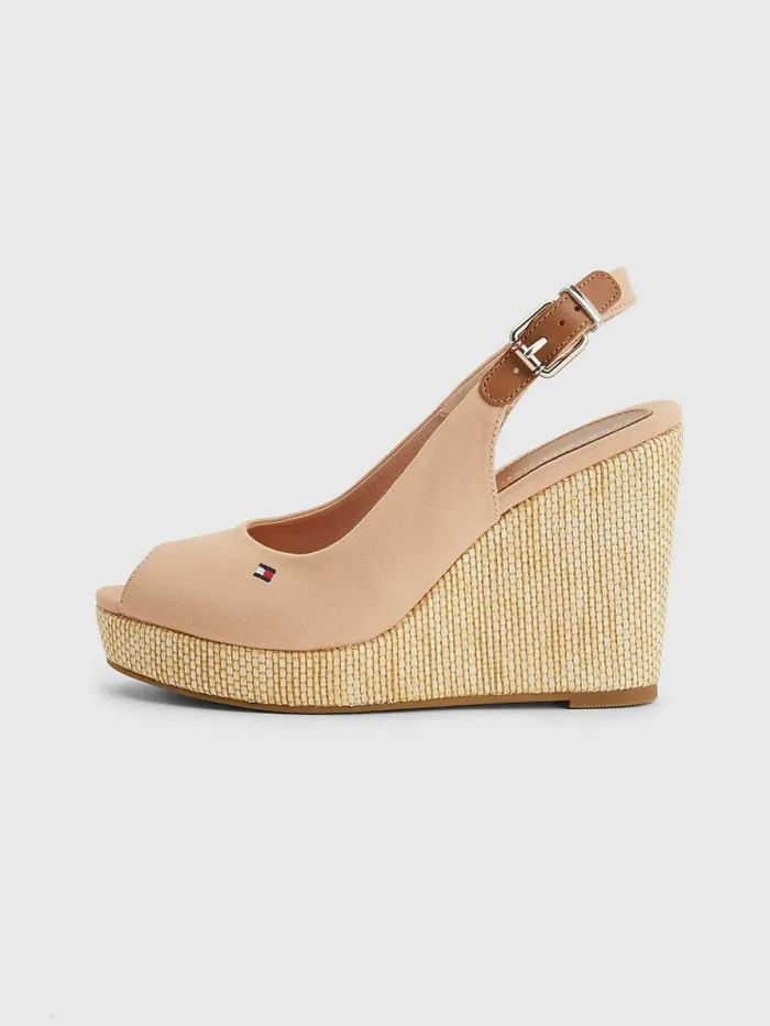 Tommy Hilfiger Iconic Slingback Espadrille High Heel Wedges Sandrift Womens Sandals For Sale