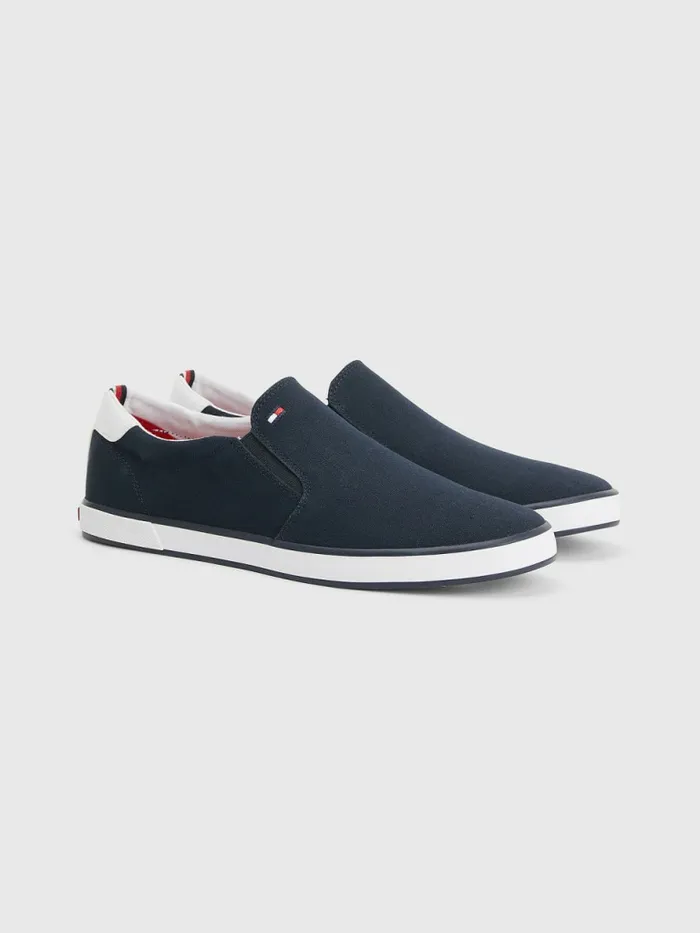 Tommy Hilfiger Iconic SlipOn Canvas Trainers Midnight Mens Casual Shoes Popular Tommy Hilfiger Iconic SlipOn Canvas Trainers Midnight Mens Casual Shoes Popular