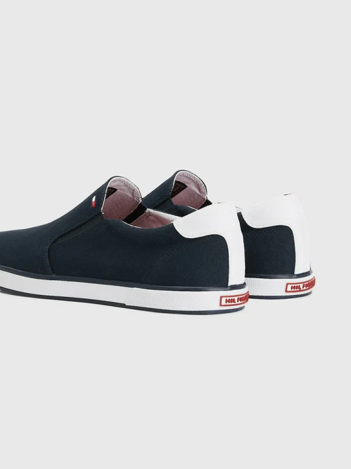 Tommy Hilfiger Iconic SlipOn Canvas Trainers Midnight Mens Casual Shoes Popular