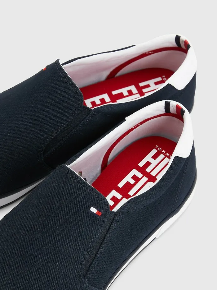 Tommy Hilfiger Iconic SlipOn Canvas Trainers Midnight Mens Casual Shoes Popular