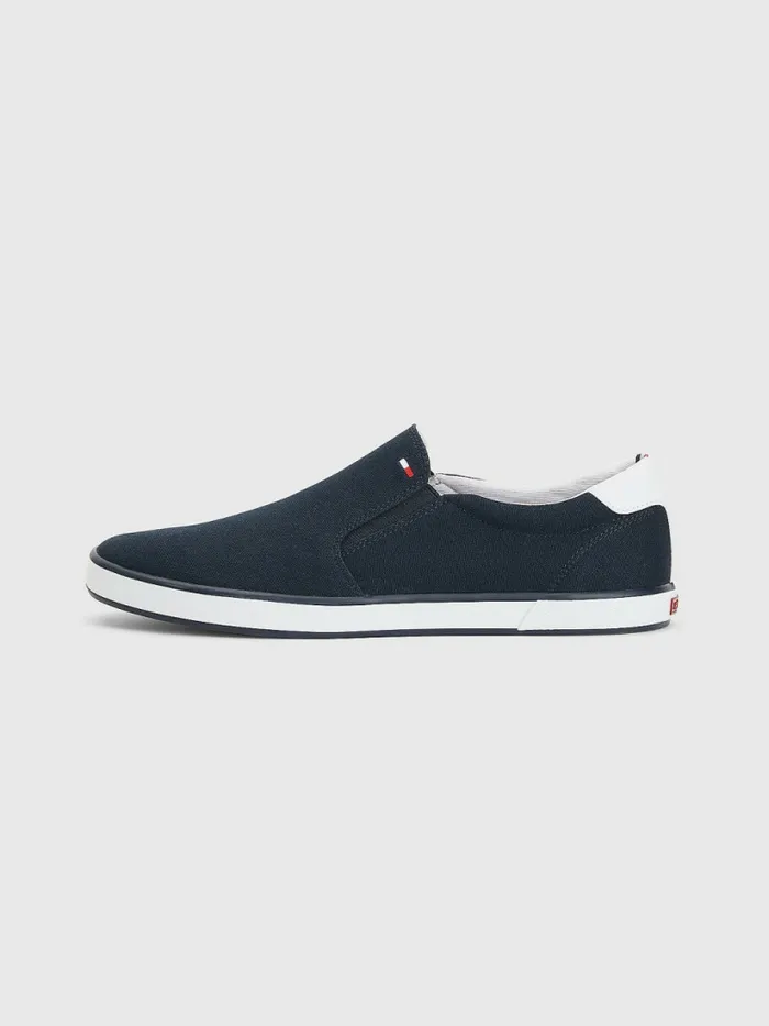 Tommy Hilfiger Iconic SlipOn Canvas Trainers Midnight Mens Casual Shoes Popular